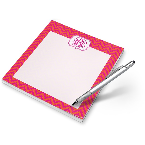 Custom Pink & Orange Chevron Notepad (Personalized)