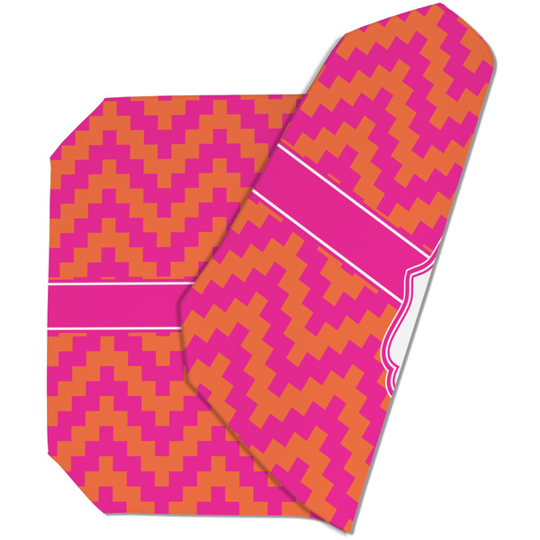Custom Pink & Orange Chevron Dining Table Mat - Octagon (Double-Sided) w/ Monogram