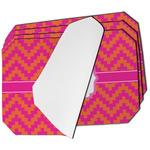 Pink & Orange Chevron Dining Table Mat - Octagon - Set of 4 (Single-Sided) w/ Monogram