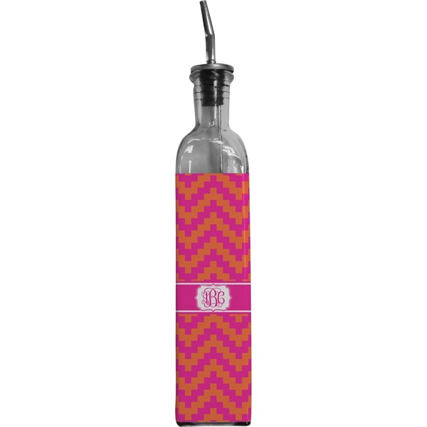 Custom Pink & Orange Chevron Oil Dispenser Bottle (Personalized)