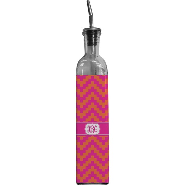 Custom Pink & Orange Chevron Oil Dispenser Bottle (Personalized)