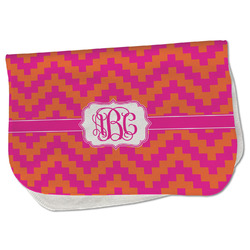 Pink & Orange Chevron Burp Cloth - Fleece w/ Monogram