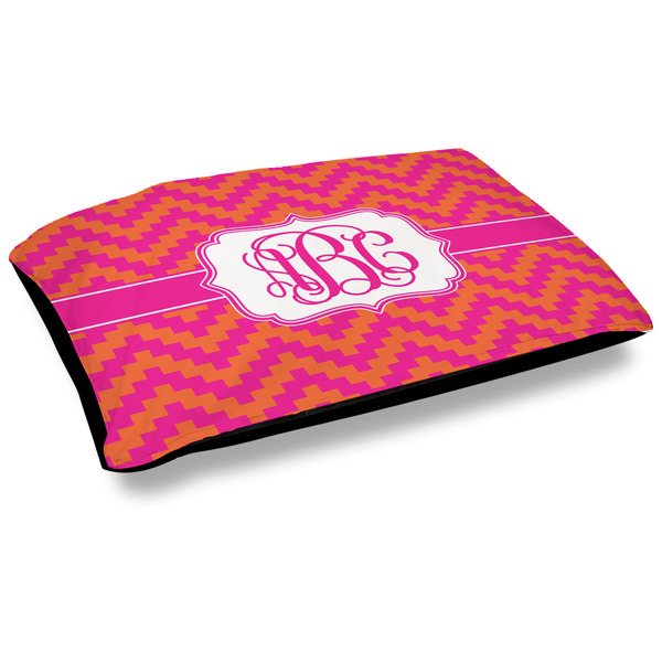 Custom Pink & Orange Chevron Dog Bed w/ Monogram