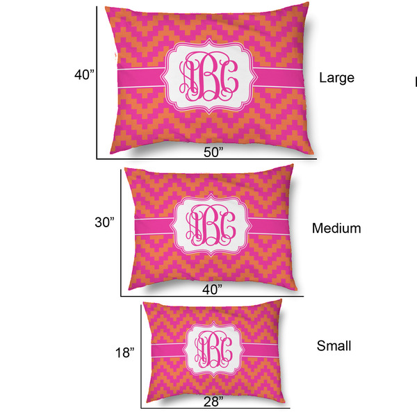 Pink & Orange Chevron Outdoor Dog Beds - SIZE CHART