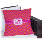 Pink & Orange Chevron Outdoor Pillow (Personalized)
