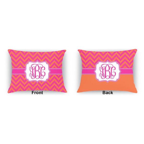 Pink & Orange Chevron  Outdoor Rectangular Throw Pillow (Front and Back)