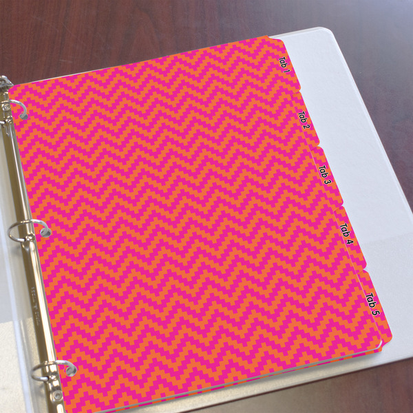 Pink & Orange Chevron Page Dividers - Set of 5 - In Context
