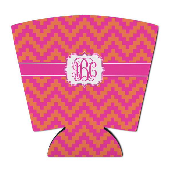 Custom Pink & Orange Chevron Party Cup Sleeve - with Bottom (Personalized)