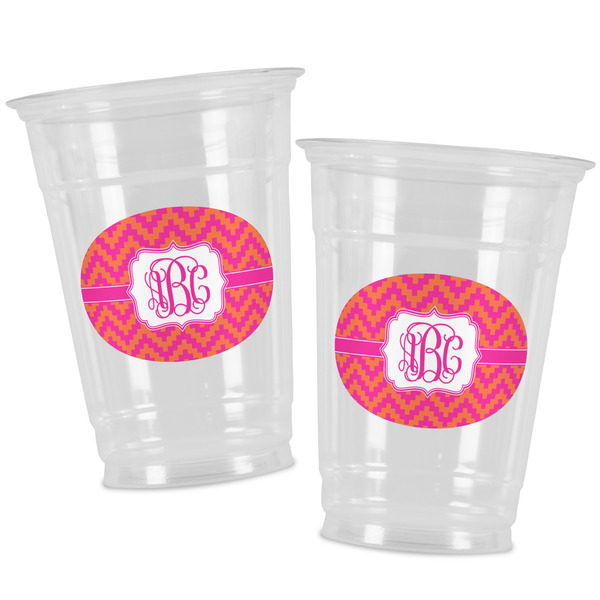 Pink & Orange Chevron Party Cups - 16oz - Alt View