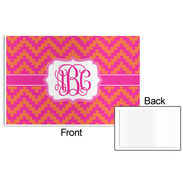 Pink & Orange Chevron Disposable Paper Placemat - Front & Back