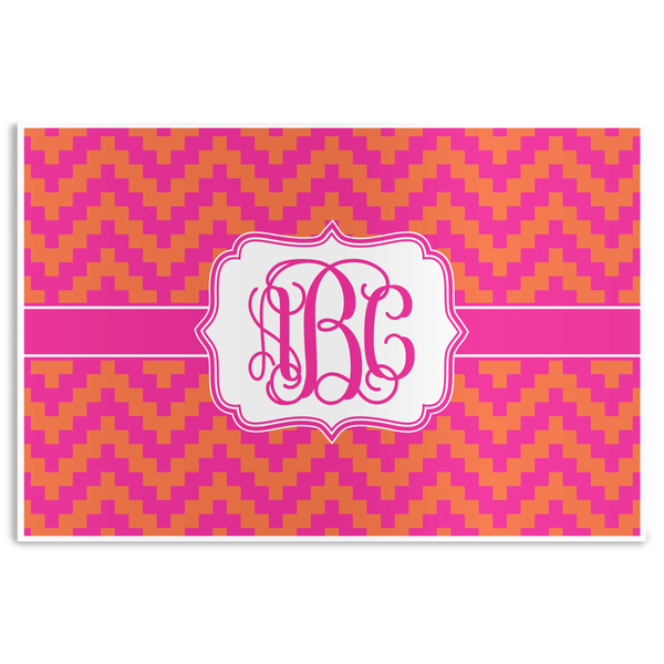 Custom Pink & Orange Chevron Disposable Paper Placemats (Personalized)