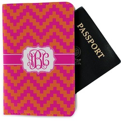 Pink & Orange Chevron Passport Holder - Fabric (Personalized)