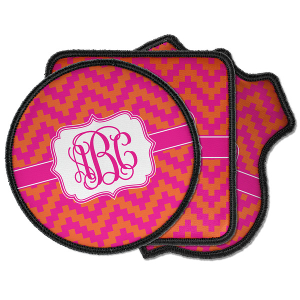 Custom Pink & Orange Chevron Iron on Patches (Personalized)