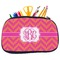Pink & Orange Chevron Neoprene Pencil Case - Medium w/ Monogram