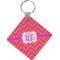 Pink & Orange Chevron Diamond Plastic Keychain w/ Monogram