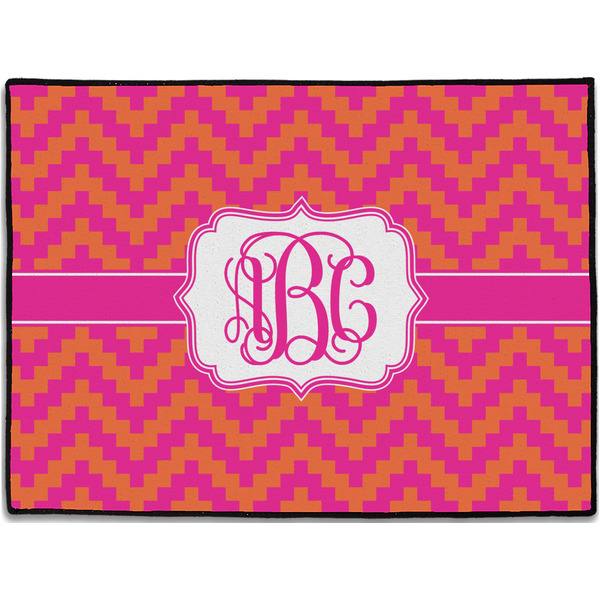 Custom Pink & Orange Chevron Door Mat (Personalized)