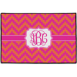 Pink & Orange Chevron Door Mat - 36"x24" (Personalized)