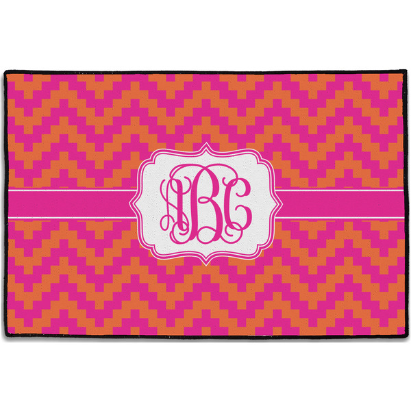 Pink & Orange Chevron Personalized Door Mat - 36x24 (APPROVAL)