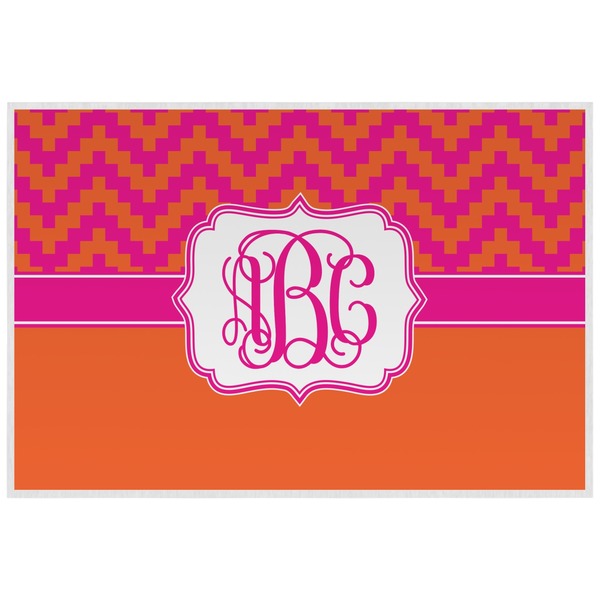 Pink & Orange Chevron Personalized Placemat (Back)