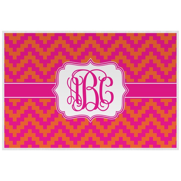 Custom Pink & Orange Chevron Laminated Placemat w/ Monogram