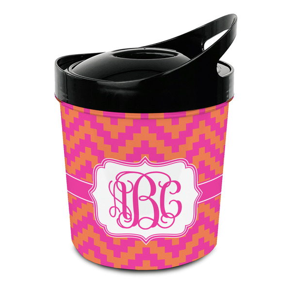 Custom Pink & Orange Chevron Plastic Ice Bucket (Personalized)