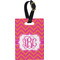 Pink & Orange Chevron Plastic Luggage Tag - Rectangular w/ Monogram