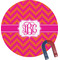 Pink & Orange Chevron Round Fridge Magnet (Personalized)