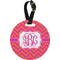 Pink & Orange Chevron Plastic Luggage Tag - Round (Personalized)
