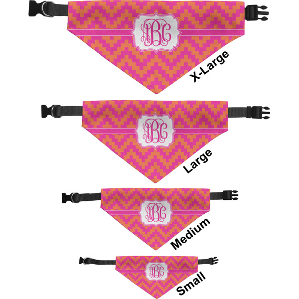 Pink & Orange Chevron Pet Bandana Sizes