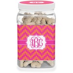 Pink & Orange Chevron Dog Treat Jar (Personalized)