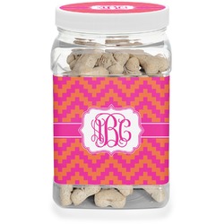 Pink & Orange Chevron Dog Treat Jar (Personalized)