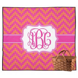 Pink & Orange Chevron Outdoor Picnic Blanket (Personalized)