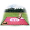 Pink & Orange Chevron Picnic Blanket - with Basket Hat and Book - in Use