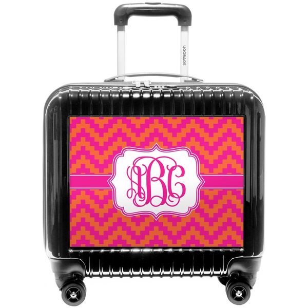 Custom Pink & Orange Chevron Pilot / Flight Suitcase (Personalized)