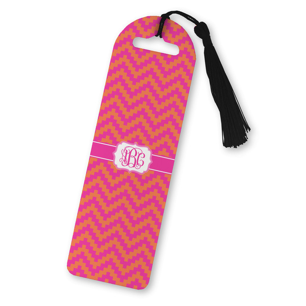 Custom Pink & Orange Chevron Plastic Bookmark (Personalized)