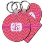 Pink & Orange Chevron Plastic Keychain (Personalized)