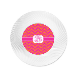 Pink & Orange Chevron Plastic Party Appetizer & Dessert Plates - 6" (Personalized)