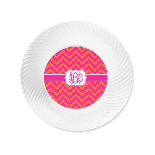 Pink & Orange Chevron Plastic Party Appetizer & Dessert Plates - Approval