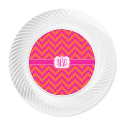Pink & Orange Chevron Plastic Party Dinner Plates - 10" (Personalized)