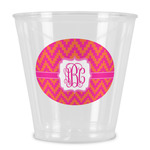 Pink & Orange Chevron Plastic Shot Glass (Personalized)