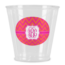 Pink & Orange Chevron Plastic Shot Glass (Personalized)