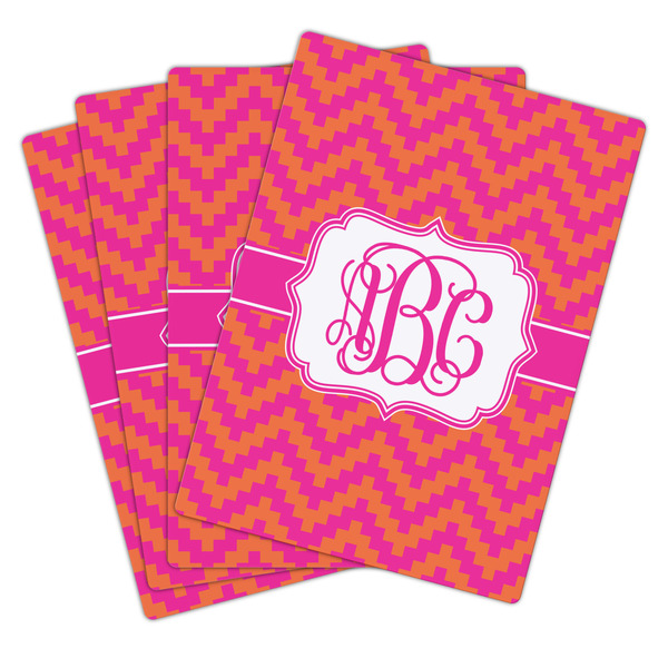Pink & Orange Chevron Playing Cards - Hand Back View