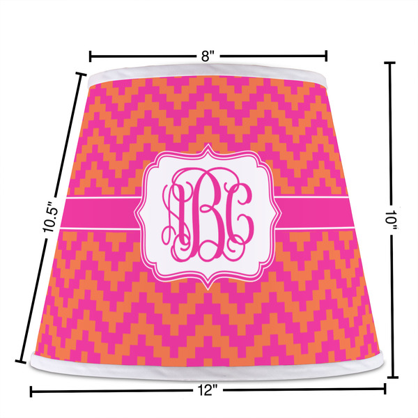 Pink & Orange Chevron Poly Film Empire Lampshade - Dimensions