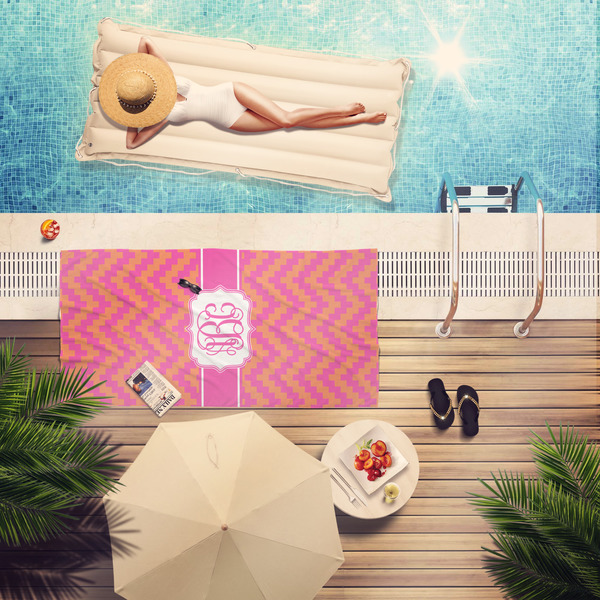 Pink & Orange Chevron Pool Towel Lifestyle