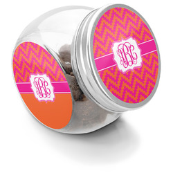 Pink & Orange Chevron Puppy Treat Jar (Personalized)
