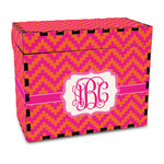 Pink & Orange Chevron Wood Recipe Box - Full Color Print (Personalized)