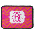 Pink & Orange Chevron Iron On Rectangle Patch w/ Monogram