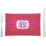 Pink & Orange Chevron Rectangular Glass Lunch / Dinner Plate - Single or Set (Personalized)