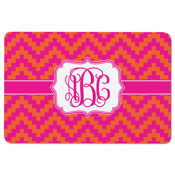 Pink & Orange Chevron Rectangular Fridge Magnet - FRONT