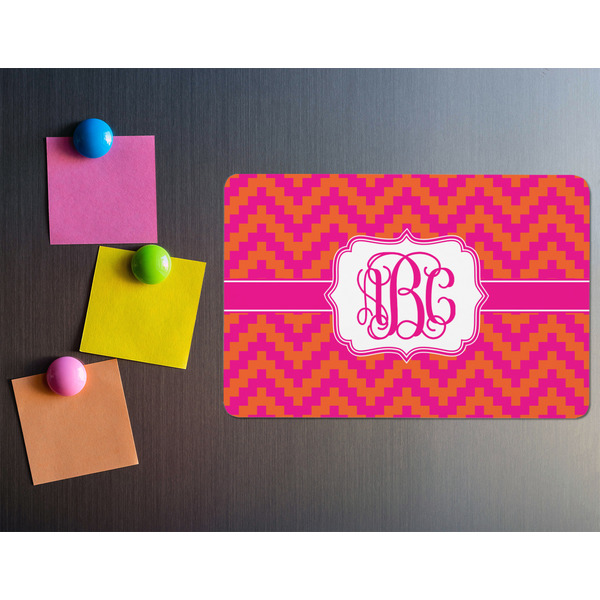 Pink & Orange Chevron Rectangular Fridge Magnet - LIFESTYLE